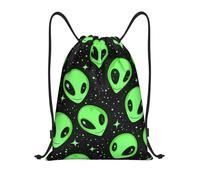 asbwuo Green Space Alien Drawstring Backpack, Lightweight And Suitable For Fitness, Sports,With Shoulder Straps