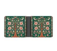 asbwuo Green Tree of Life Leather Bifold Wallet with 2 Hidden Pockets 6 Card Slots Slim Wallets for Cash, Cards, And ID