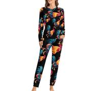 asbwuo iama da Donna Rooster Kitchen, Morbido, a Maniche Lunghe, 2 Pezzi, con Tasche