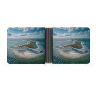 asbwuo Lighthouse on The Shore Leather Bifold Wallet with 2 Hidden Pockets 6 Card Slots Slim Wallets for Cash, Cards, And ID