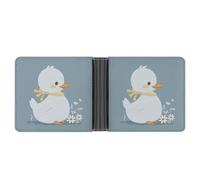 asbwuo Little White Duck Leather Bifold Wallet with 2 Hidden Pockets 6 Card Slots Slim Wallets for Cash, Cards, And ID