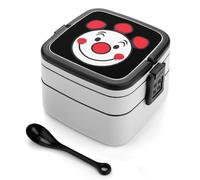 asbwuo Lonchera apilable de doble capa con forma de cara de payaso para adultos, con cuchara y asa invisible.