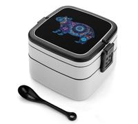 asbwuo Lonchera apilable de doble capa con forma de carpincho para adultos, con cuchara y asa invisible.