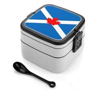 asbwuo Lonchera apilable de doble capa con la bandera de los canadienses escoceses para adultos, con cuchara y asa invisible.
