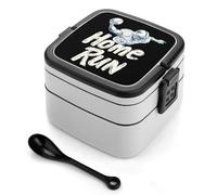 asbwuo Lonchera apilable de doble capa para adultos con cuchara y asa invisible, ideal para fútbol americano, touchdown y home run.