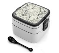 asbwuo Lonchera bento de doble capa con forma de rama de árbol para adultos, con cuchara y asa, a prueba de fugas, apilable, para el trabajo, picnics y viajes.