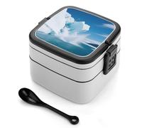 asbwuo Lonchera bento de doble capa Glaciar Perito Moreno para adultos con cuchara y asa. Lonchera apilable de una pieza a prueba de fugas para el trabajo, picnics y viajes.