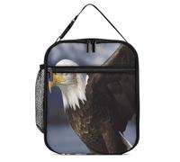 asbwuo Lonchera reutilizable con estampado de águila calva, bolsa térmica para hombres, mujeres, niños, niñas y adultos, ideal para la escuela, deportes, playa, picnic y trabajo.