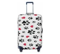 asbwuo Love Cat Paw Heart Puppy Foot Print Coprivaligia, Protezione Valigia alla Moda Lavabile Antigraffio, Nero, X-Large