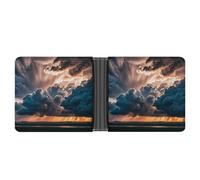 asbwuo Magnificent Rainstorm Cloud Leather Bifold Wallet with 2 Hidden Pockets 6 Card Slots Slim Wallets for Cash, Cards, And ID