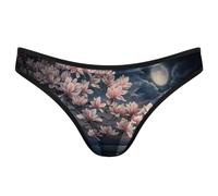 asbwuo Magnolia Flower Full Moon Over Sea Womens Thong Sexy G-String Panties T Back Mesh Briefs Underwear
