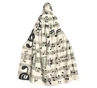 asbwuo Mantello con cappuccio per adulti con immagine artistica di note musicali d'epoca, da indossare durante Halloween e giochi di ruolo