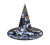 asbwuo Marmellata di mirtilli 04 Stampa Cappello da strega di Halloween Costume da strega Donna Cosplay Festa Cappello da mago Accessorio per donna