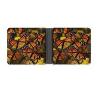 asbwuo Monarch Butterflies Leather Bifold Wallet with 2 Hidden Pockets 6 Card Slots Slim Wallets for Cash, Cards, And ID