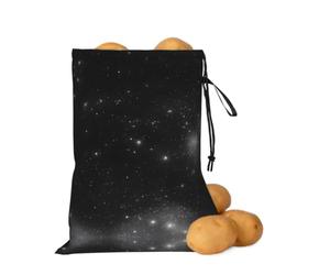 asbwuo Nero e bianco galassia patata cipolla Storage Bag | Borsa organizer con coulisse per ripiani della dispensa, banconi da cucina, aglio, patate, cipolle e alimenti di tutti i