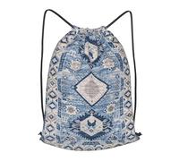 asbwuo Oriental Antique Blue Kilim Rug Outdoor Leisure Drawstring Backpack, Lightweight Waterproof Sports Bag For Men & Women - Gym, Yoga, Travel