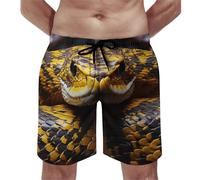 asbwuo Pantaloncini da Bagno da Uomo con Serpente Giallo, ad Asciugatura Rapida, con Fodera in Rete, Divertente Costume da Bagno