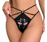 asbwuo Perizoma da Donna con Teschio e Scheletro, Ideale per la Danza Classica, Slip a G-String, Intimo Sexy a Vita Bassa con Schiena a T.