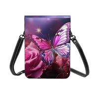 asbwuo Piccola borsa a tracolla per le donne in pelle leggera borse rosa farfalla borsa a tracolla