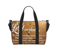 asbwuo Poesia Impronte nella sabbia, borsa da viaggio pieghevole con più tasche, resistente borsa da viaggio per il weekend, per palestra, campeggio, escursionismo, viaggi di lavoro