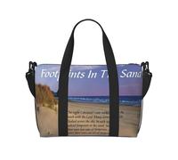 asbwuo Poesia Impronte nella sabbia, borsa da viaggio pieghevole con più tasche, resistente borsa da viaggio per il weekend, per palestra, campeggio, escursionismo, viaggi di lavoro