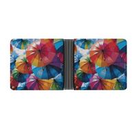 asbwuo Portafoglio bifold in pelle a forma di ombrello colorato con 2 tasche nascoste e 6 scomparti per carte, portafogli sottili per contanti, carte e documenti d'identità