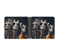 asbwuo Portafoglio bifold in pelle con tre giraffe che indossano occhiali da sole, 2 tasche nascoste, 6 scomparti per carte, portafogli sottili per contanti, carte e documenti d'identità