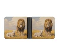 asbwuo Portafoglio bifold in pelle di pecora e leone con 2 tasche nascoste e 6 scomparti per carte, portafogli sottili per contanti, carte e documenti d'identità