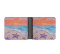asbwuo Portafoglio bifold in pelle Sunlit Beach & Starfish con 2 tasche nascoste e 6 scomparti per carte, portafogli sottili per contanti, carte e documenti d'identità