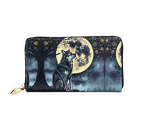 asbwuo Portafoglio da donna con stampa sotto la luna, eleganti portafogli compatti con design fronte-retro a stampa completa