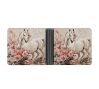 asbwuo Portafoglio in pelle sottile e resistente con porta carte di credito, personalizzato con stampa dell'immagine del cavallo, per uomo e donna, perfetto per viaggi di lavoro