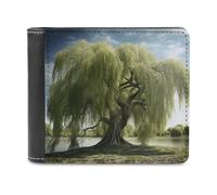 asbwuo Portafoglio in PU per uomo, porta carte personalizzato, con stampa divertente di Willow Tree, portafogli da uomo per lavoro, viaggi e uso quotidiano
