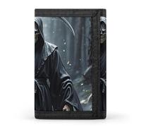 asbwuo Portafoglio sottile Grim Reaper per uomo con fermasoldi, porta carte, portafoglio a tre ante e tasca portamonete da uomo