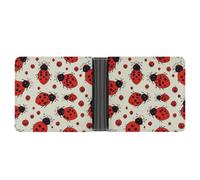 asbwuo Red Ladybug Leather Bifold Wallet with 2 Hidden Pockets 6 Card Slots Slim Wallets for Cash, Cards, And ID
