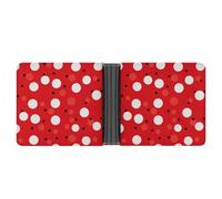 asbwuo Red White Polka Dot Leather Bifold Wallet with 2 Hidden Pockets 6 Card Slots Slim Wallets for Cash, Cards, And ID