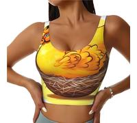 asbwuo Reggiseno Sportivo Bird's Nest Golden Chicken da Donna, Reggiseno Pullover a Copertura Totale, Reggiseno Yoga Stampato con Coppe Rimovibili