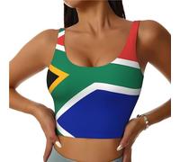 asbwuo Reggiseno Sportivo con Spalline Sottili e Stampa della Bandiera del Sudafrica per Donna, Supporto Posteriore a U, Canotta Sportiva Divertente da Donna