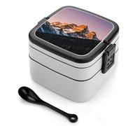 asbwuo Rocky Mountains Bento Box, contenitori per la preparazione dei pasti a 2 scomparti, lunch box impilabile con coperchi, contenitori riutilizzabili per alimenti divisi per viaggi e lavoro