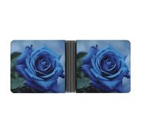 asbwuo Romantic Blue Rose Leather Bifold Wallet with 2 Hidden Pockets 6 Card Slots Slim Wallets for Cash, Cards, And ID