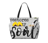 asbwuo Salmo 233 Egli ristora la mia anima, borsa da spiaggia grande cristiana per donna con cerniera e tasca impermeabile, borsa da palestra pieghevole leggera per viaggi, spesa, nuoto, sport