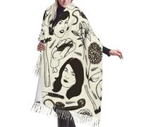 asbwuo Sciarpa con frange in cashmere con motivo True Crime, sciarpe in seta autunnali e invernali - Accessorio di moda