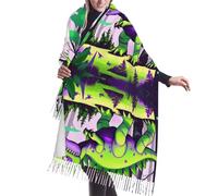 asbwuo Sciarpa con nappe da donna a forma di dinosauro verde, sciarpa calda, perfetta da indossare sopra un cappotto, un maglione o un abito in primavera, autunno e inverno.