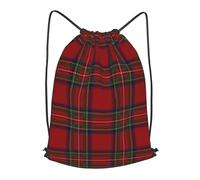 asbwuo Scottish Clan Stewart Red Tartan Outdoor Leisure Drawstring Backpack, Lightweight Waterproof Sports Bag For Men & Women - Gym, Yoga, Travel