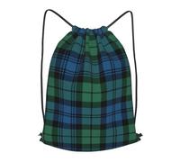 asbwuo Scottish Plaid Clan Campbell Green Blue Tartan Outdoor Leisure Drawstring Backpack, Lightweight Waterproof Sports Bag For Men & Women - Gym, Yoga, Travel