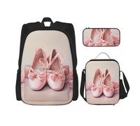 asbwuo Set di 3 pezzi composto da scarpette da ballo rosse, zaino capiente, borsa per il pranzo e astuccio, borse resistenti.