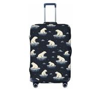 asbwuo Simpatica copertura per valigia con orso polare sulla banchisa, elastica e lavabile, adatta a valigie di piccole dimensioni (45-53 cm).