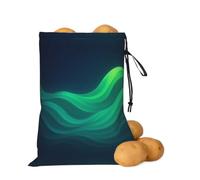 asbwuo Smeraldo verde onda patata cipolla Storage Bag | Borsa organizer con coulisse per ripiani della dispensa, banconi da cucina, aglio, patate, cipolle e alimenti di tutti i
