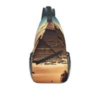 asbwuo Sognando le piramidi di Khufu, borsa a tracolla da viaggio da uomo con cerniera, adatta per la corsa e il fitness.