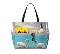 asbwuo Song Of The White Swan, grande borsa da spiaggia per donna con cerniera e tasca impermeabile, borsa da palestra pieghevole e leggera per viaggi, spesa, nuoto, sport