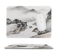 asbwuo Sous-main de bureau imperméable avec motif paysage chinois, coutures anti-effilochage et dessous antidérapant en caoutchouc, idéal pour souris sans fil au bureau et à la maison.